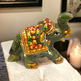 Hancarved Elephants In Jade Stone