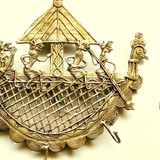 Peacock Boat Brass Dhokra Three Hooks Key Hanger