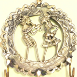 Round Brass Dhokra Key Hanger with Three Hooks