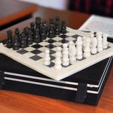 Black and white Marble Chess Board & Pieces