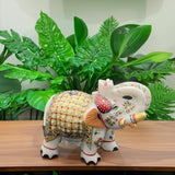 Marble Elephant Table Decoration Showpiece Made By Meenakari Art 4 Inch