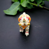 Marble Elephant Table Decoration Showpiece Made By Meenakari Art 4 Inch