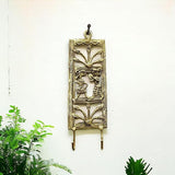 Tribal Dancing Couple Dhokra Art Brass Storage Hook in Gold