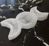 Triple Moon Goddess Selenite Bowl