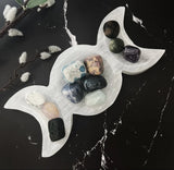 Triple Moon Goddess Selenite Bowl