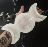 Triple Moon Goddess Selenite Bowl